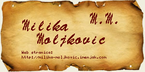 Milika Moljković vizit kartica